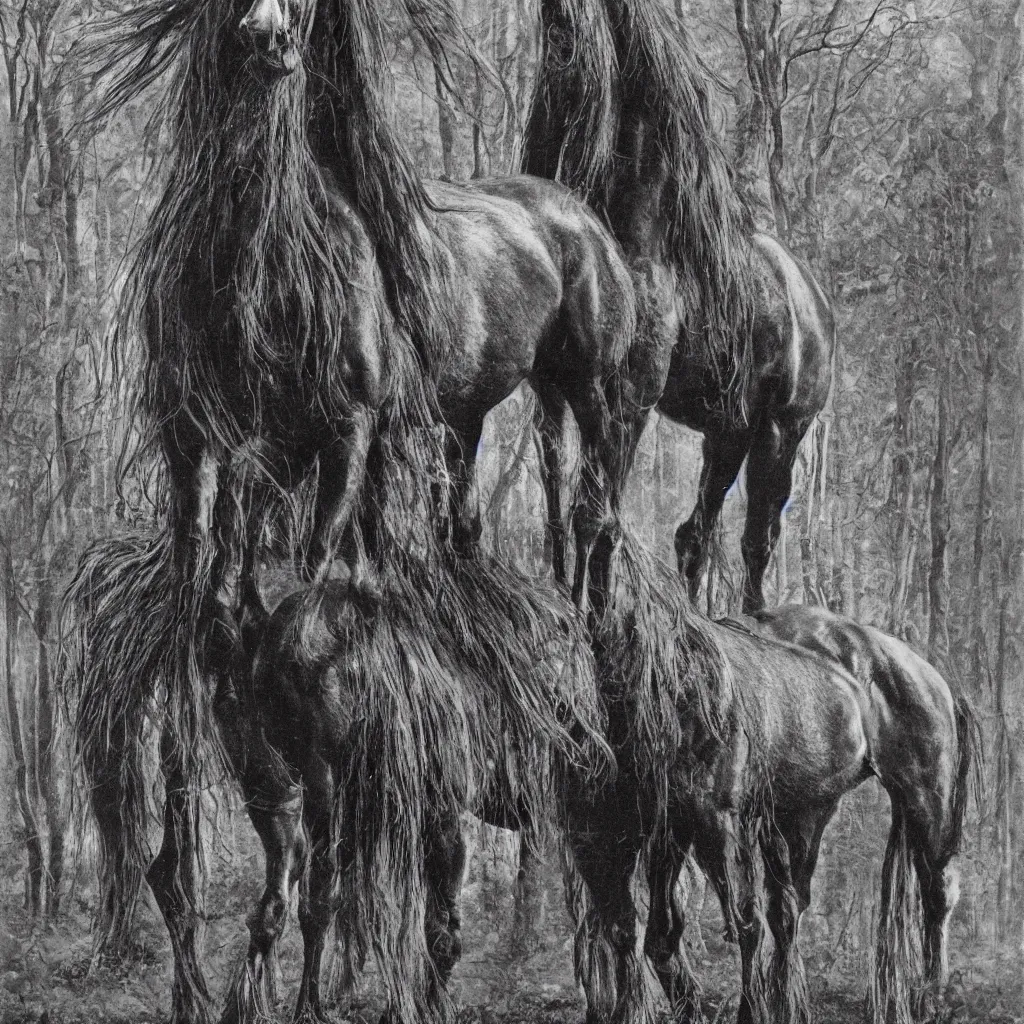 Image similar to giger, h. r. - magnificent forest clydesdale horse