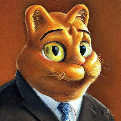 Image similar to A realistic H.R. Griger painting of Garfield