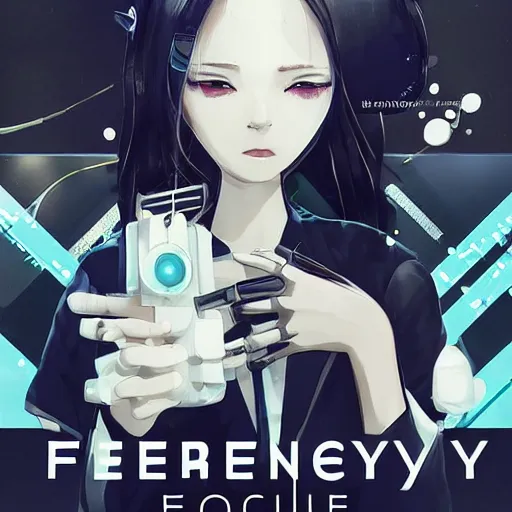 Image similar to Frequency indie album cover, luxury advertisement, white and navy colors. highly detailed post-cyberpunk sci-fi close-up schoolgirl in asian city in style of cytus and deemo, mysterious vibes, by Ilya Kuvshinov, by Greg Tocchini, nier:automata, set in half-life 2, beautiful with eerie vibes, very inspirational, very stylish, with gradients, surrealistic, postapocalyptic vibes, depth of filed, mist, rich cinematic atmosphere, perfect digital art, mystical journey in strange world, bastion game, arthouse