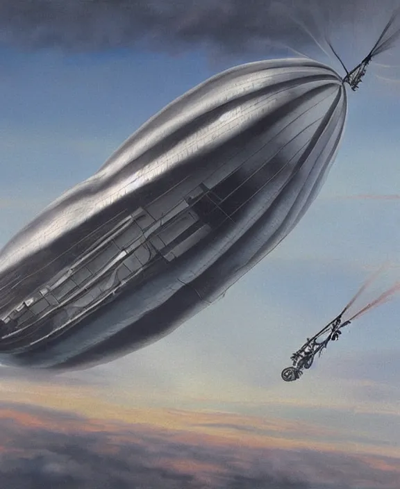 Image similar to hindenburg zeppelin falling, art by denys tsiperko and bogdan rezunenko, hyperrealism