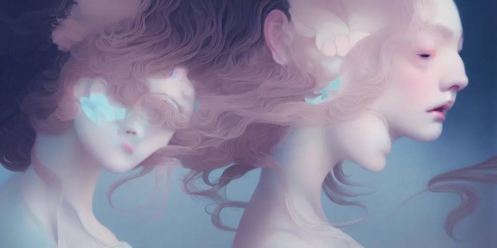 Image similar to breathtaking delicate detailed concept art illustration, by hsiao - ron cheng, bizarre compositions, exquisite detail, pastel colors, ornate background, 8 k