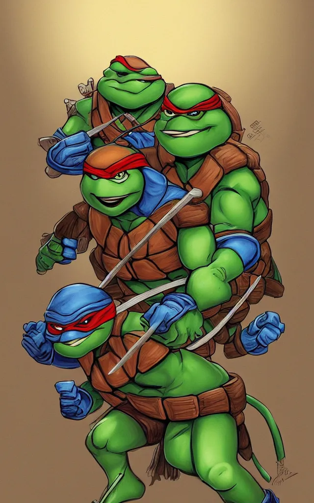 Image similar to Teenage mutant ninja turtle digital painting by brom