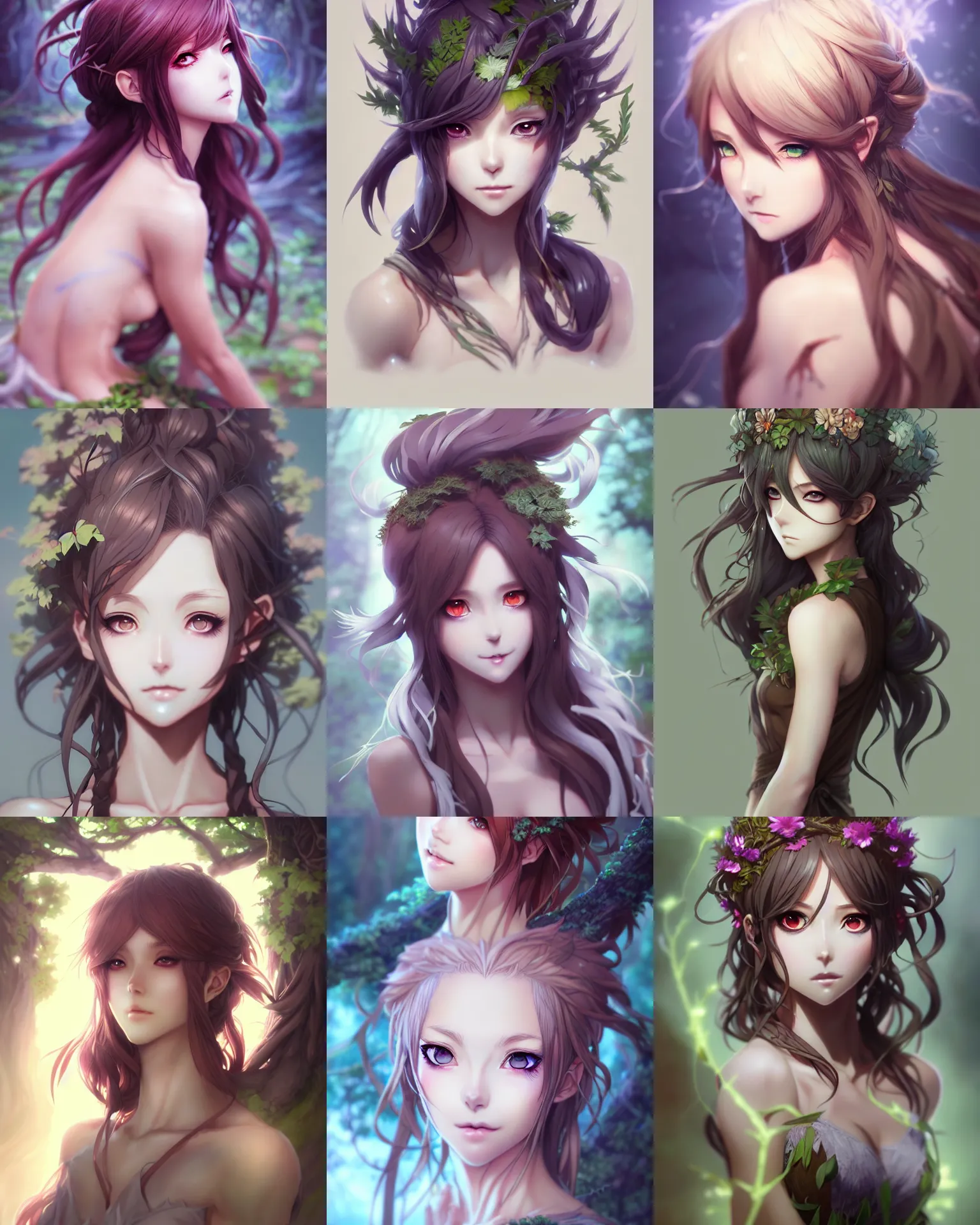 Prompt: character concept art of an anime dryad | | realistic, dramatic backlight, cute - fine - face, pretty face, realistic shaded perfect face, fine details by artgerm, wlop, rossdraws, james jean, andrei riabovitchev, bangkuart, and sakimichan, seoul, south korea, trending on artstation