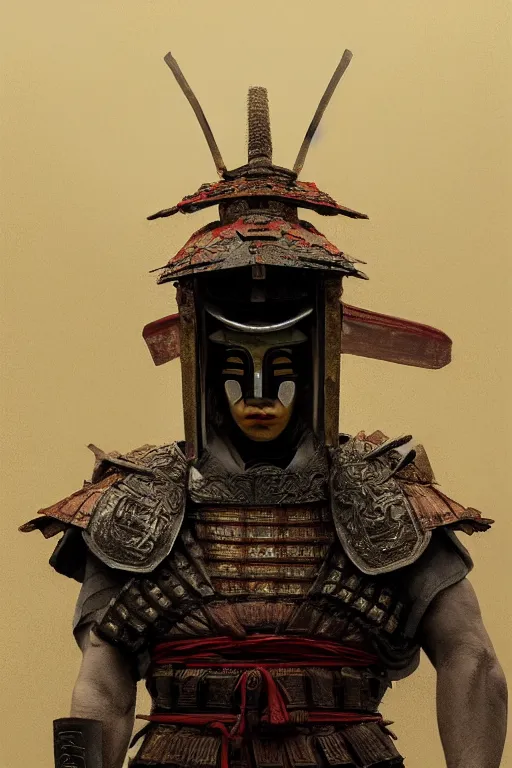 Image similar to sentient samurai mask, inspired by luis rollo, close - up portrait, intricate, elegant, volumetric lighting, scenery, digital painting, highly detailed, artstation, sharp focus, illustration, concept art,, ruan jia, steve mccurry, john berkey, hd