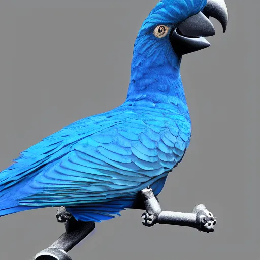 Prompt: blue liquid motion fluids forming blue parrot bird, hyper detailed, vray render