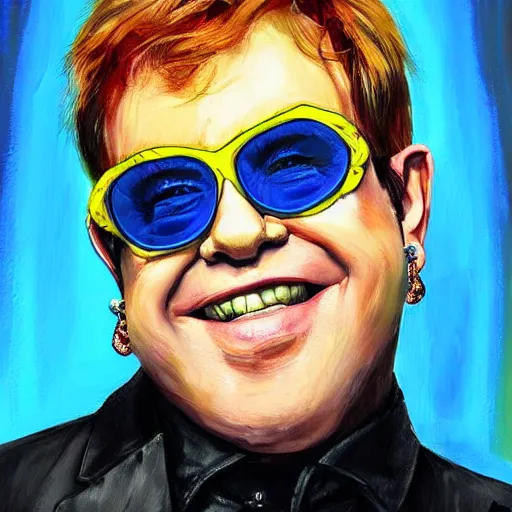 Prompt: a vibrant painting, portrait of Elton John in his 25 years!!!, disco elysium style!!!, Aleksander Rostov, sketch art, digital painting, expressionism, noir-C 20.0