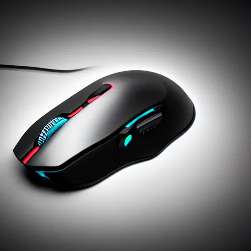 Image similar to futuristic gaming mouse, black gray background, soft lighting, 3d octane render, 2060, concept