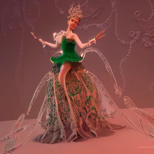 Image similar to princess of emerald ballerina, ornate, intricate, hyper detailed, stunning, 4 k, octane render