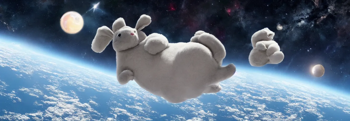 Image similar to photo of big chungus floating in space