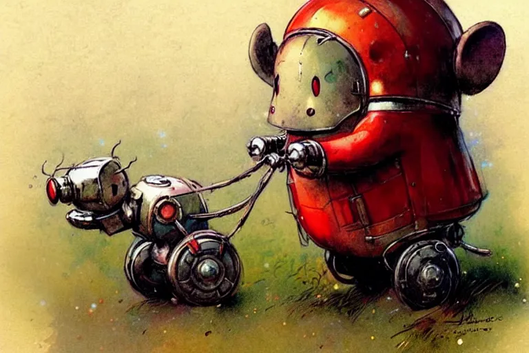 Image similar to adventurer ( ( ( ( ( 1 9 5 0 s retro future robot android mouse clown wagon. muted colors. ) ) ) ) ) by jean baptiste monge!!!!!!!!!!!!!!!!!!!!!!!!! chrome red