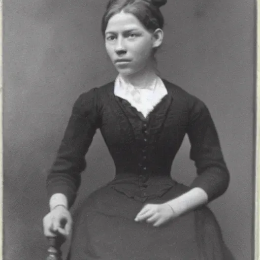 Prompt: photo of a young woman in 1885