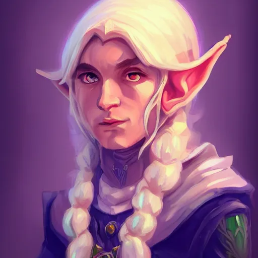 Image similar to Portrait of a young elf wizard, D&D, trending on artstation.