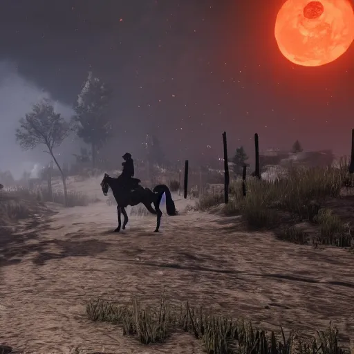 Image similar to red dead redemption 2 in the style of dark souls