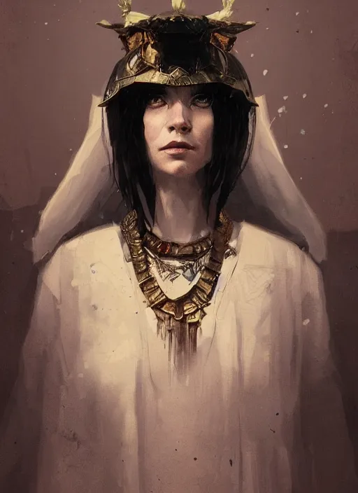 Image similar to A portrait of the high priestess in the style of in the style of Greg Rutkowski, style of Charles Sillem Lidderdale, artstation, high quality art