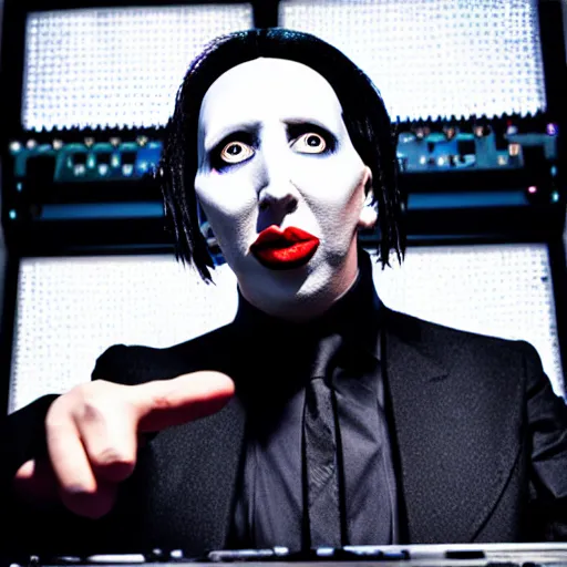 Image similar to marilyn manson on the dj decks