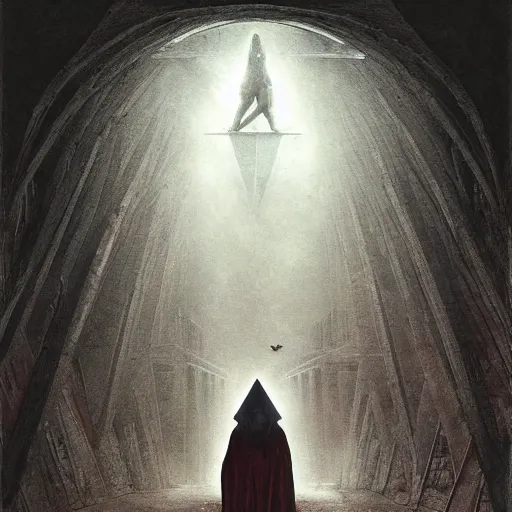 Image similar to Pyramid Head is in love, intricate, highly detailed, fullbody, artstation, dark fantasy, horror, Silent Hill game, concept art, smooth, sharp focus, illustration, art by greg rutkowski and orientalism and bouguereau and Zdzislaw Beksinski, good clear quality, lighting, biology, symmetrical artwork, perfect face, 135 mm, cinematic, hyper realism, high detail, octane render, 8k, chrome accents