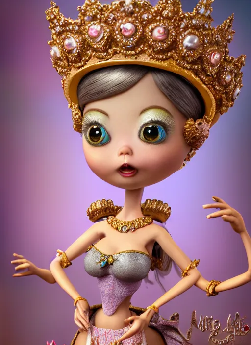 Prompt: highly detailed closeup, profile portrait of a tin toy fairytale princess wearing a crown, bikini, unreal engine, nicoletta ceccoli, mark ryden, earl norem, lostfish, global illumination, detailed and intricate environment