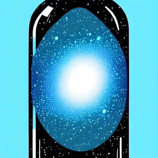 Prompt: a blue sprial galaxy trapped in a glass bottle, digital art, dark background