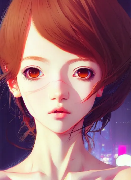 Prompt: portrait of beautiful young anime girl, cute-fine-face, pretty face, realistic shaded Perfect face, fine details. Anime, cyberpunk, Warhammer, highly detailed, artstation, illustration, art by Ilya Kuvshinov and Gustav Klimt