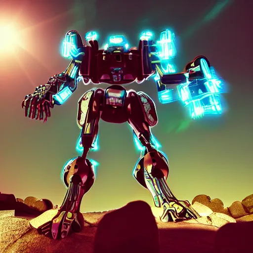 Prompt: a mecha robot inside a Greek temple comicbook, bioluminescence, turquoise, defocus