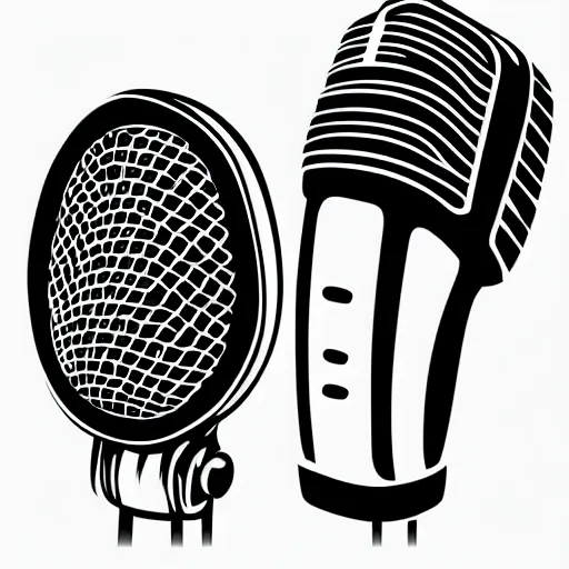 Image similar to iconic vector logo illustration of a microphone line art, bold