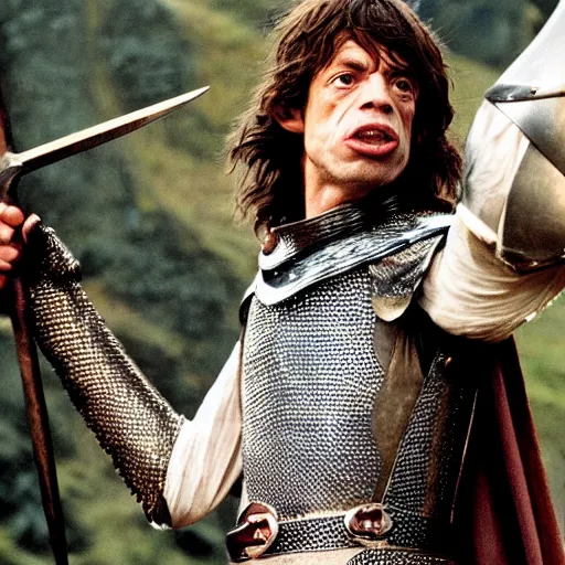 Prompt: Mick Jagger as a knight in Lord of the Rings