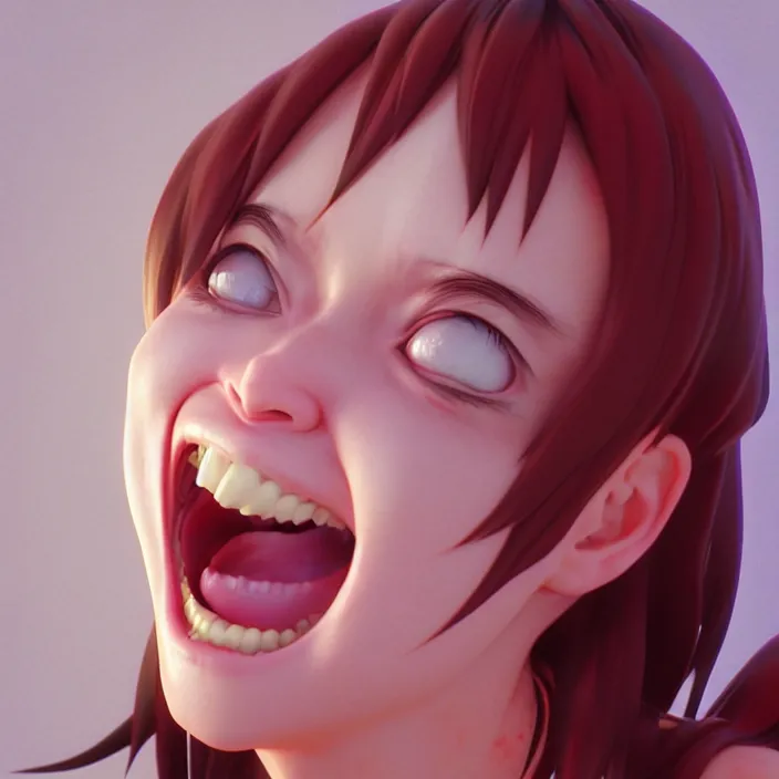 Image similar to portrait of the popular girl laughing at the viewer, by katsuhiro otomo, yoshitaka amano, nico tanigawa, and artgerm rendered with 3 d effect.