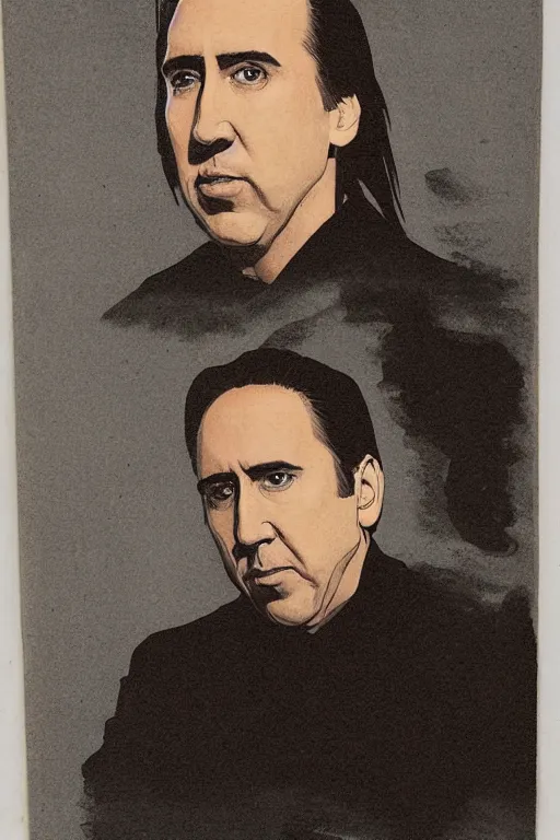 Prompt: Portrait of Nicholas Cage in Ikebana style