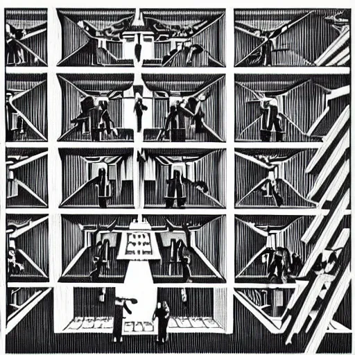 Image similar to the matrix, by m c escher