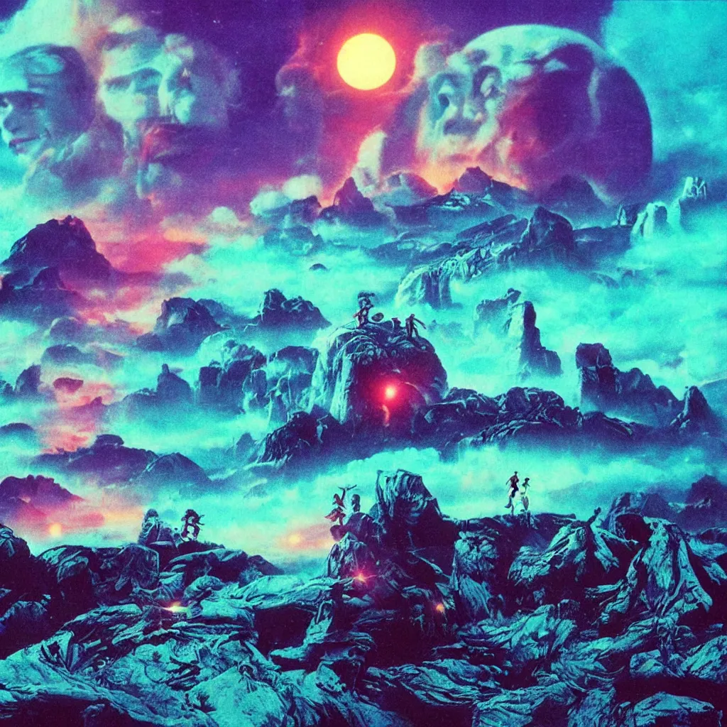 Image similar to 80s landscape photo, ET, goonies, retrowave, synthwave