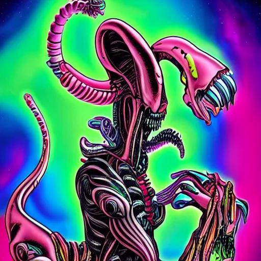 Image similar to lisa frank xenomorph