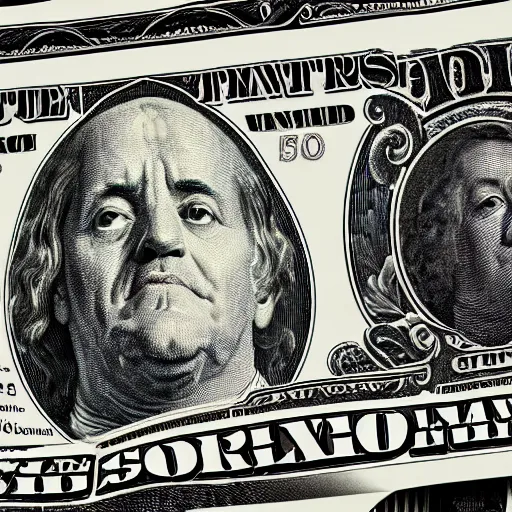 Image similar to juice wrld on the dollar bill 4 k detailed super realistic