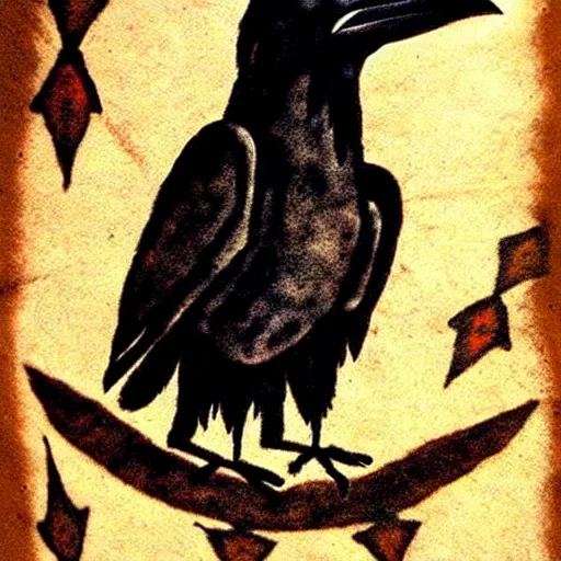 Image similar to raven - shaman with tatoo, prehistoric cave painting