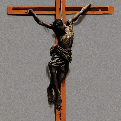 Prompt: crucifix cross made of rusty nails, art by ruan jia and wlop and greg rutkowski, masterpiece