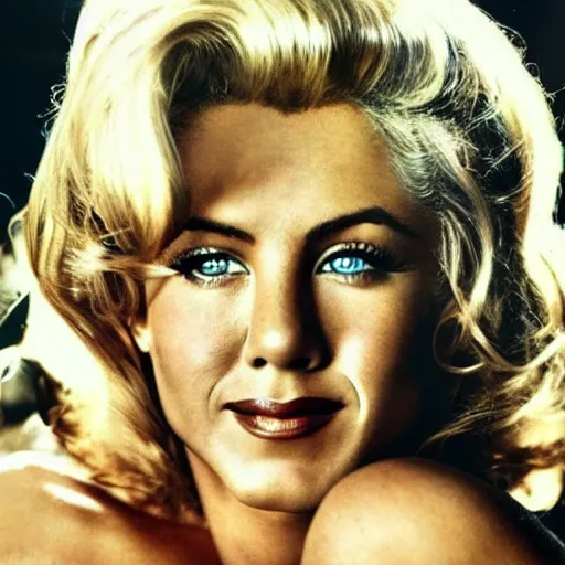 Image similar to Jennifer Aniston as Marilyn Monroe iconic picture, 8k, realistic