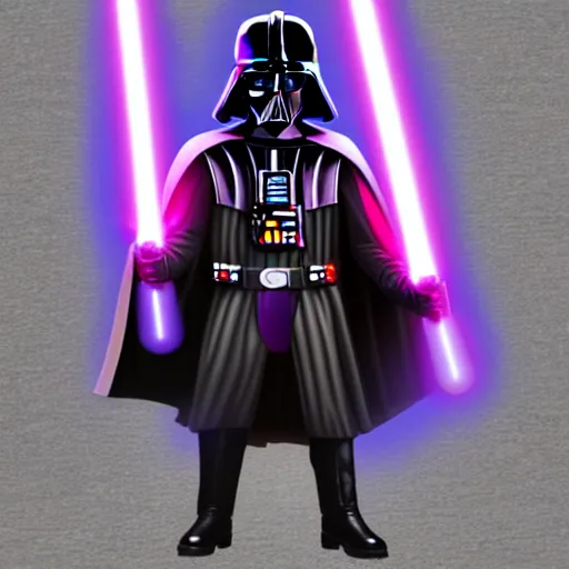 Image similar to darth vader with white armor and a purple lightsaber