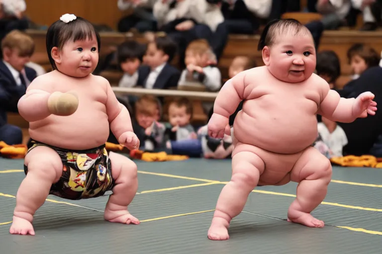 Image similar to babies sumo wrestling