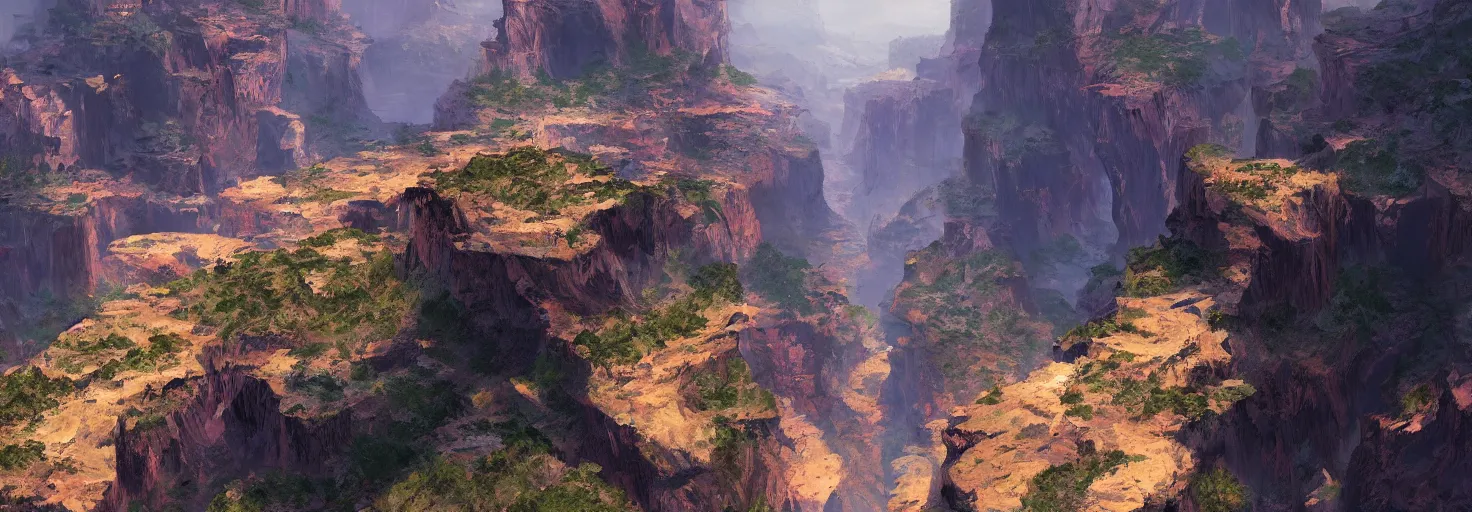 Image similar to A canyon with large cliffs by paul chadeisson, cinematic lighting, extremely detailed, ultra realistic, trending on artstation, 8K