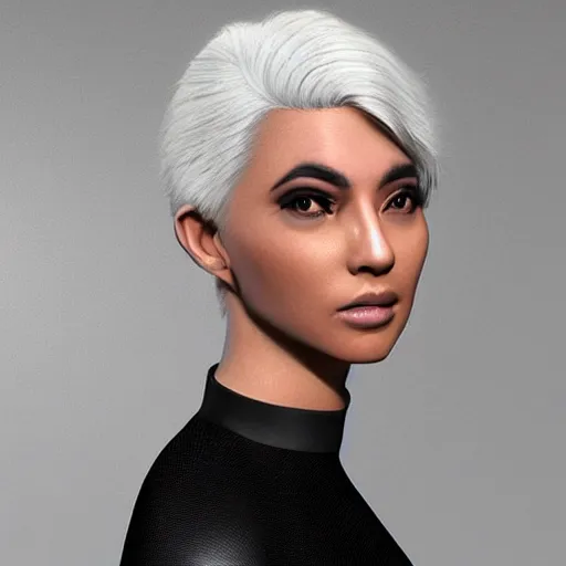 Prompt: “These 3D portraits are unbelievably incerdibly realistic. unreal engine 5. nvidia hairworks. RTX. portrait of Gorgeous girl with white hair and perfect face. In bodysuit. very high detailed. By Charli Amani. ultra by Vishwesh Taskar By Bobbang. perfect facial detail, beautiful, elegant. Portrait. Trenfing Artstation Pro .