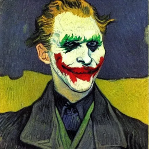 Prompt: painting of joker by van gogh
