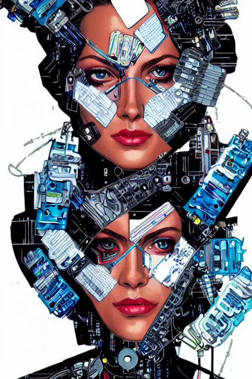 Image similar to a portrait of a beautiful cybernetically enhanced woman, by marvel comics and sandra chevrier