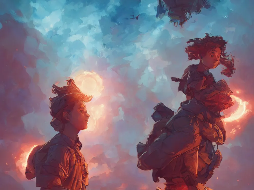 Image similar to hero world stranger things, behance hd by jesper ejsing, by rhads, makoto shinkai and lois van baarle, ilya kuvshinov, rossdraws global illumination, golden ratio, symmetrical beauty face