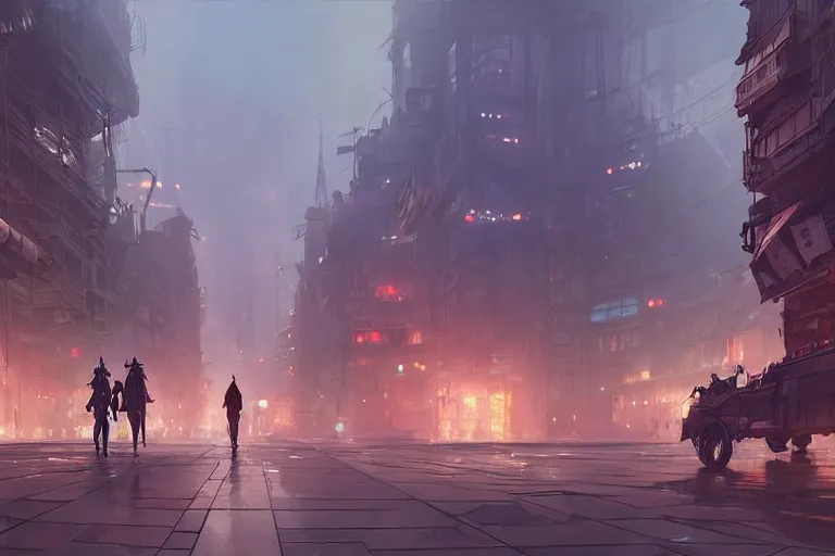 Image similar to concept art of a dieselpunk city, key visual, ambient lighting, highly detailed, digital painting, artstation, concept art, sharp focus, by makoto shinkai and akihiko yoshida and hidari and wlop