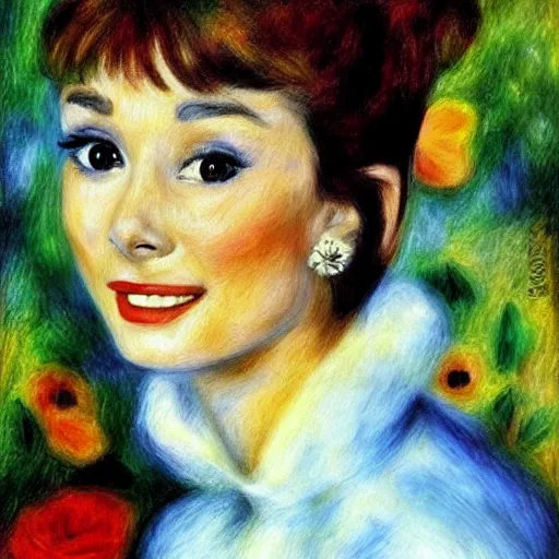 Image similar to audrey hepburn art by renoir