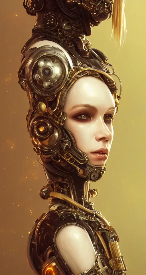 Image similar to soft lustrous ivory ebony biotech raver gutter punk gothic steampunk cyborg, golden ratio, details, scifi, fantasy, cyberpunk, intricate, decadent, highly detailed, digital painting, octane render, artstation, concept art, smooth, sharp focus, illustration, art by artgerm, loish, wlop