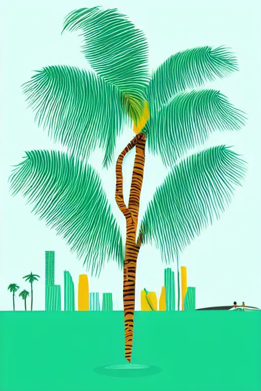 Prompt: minimalist boho style art of colorful palm trees in miami, illustration, vector art