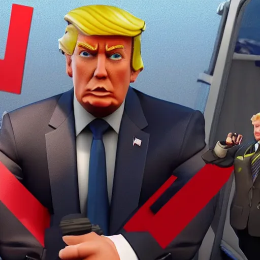 Prompt: A still of donald trump from fortnite