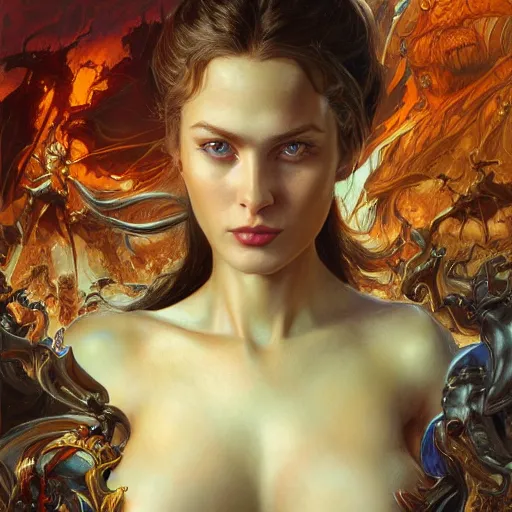 Prompt: Beautiful Girl being Infected by a Demon, detailed, centered, digital painting, artstation, concept art, donato giancola, Joseph Christian Leyendecker, WLOP, Boris Vallejo, Breathtaking, 8k resolution, extremely detailed, beautiful, establishing shot, artistic, hyperrealistic, beautiful face, octane render, cinematic lighting, dramatic lighting, masterpiece