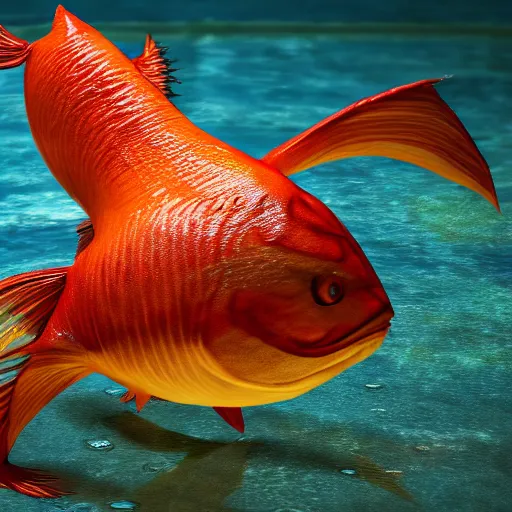 Image similar to photography of a realistic magikarp animal, ultra detailed, 8 k, cinematic lighting, natural background, trending on artstation, pokemon