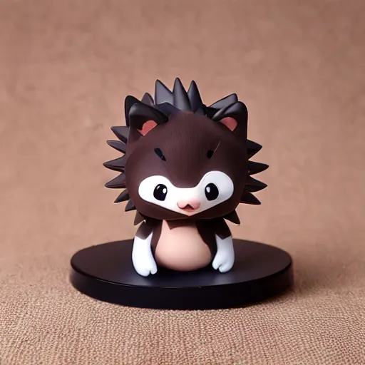 Image similar to high quality portrait flat matte painting of cute Hedgehog body entwined with black fog, in the style of nendoroid and Toon , flat anime style, thick painting, medium close-up